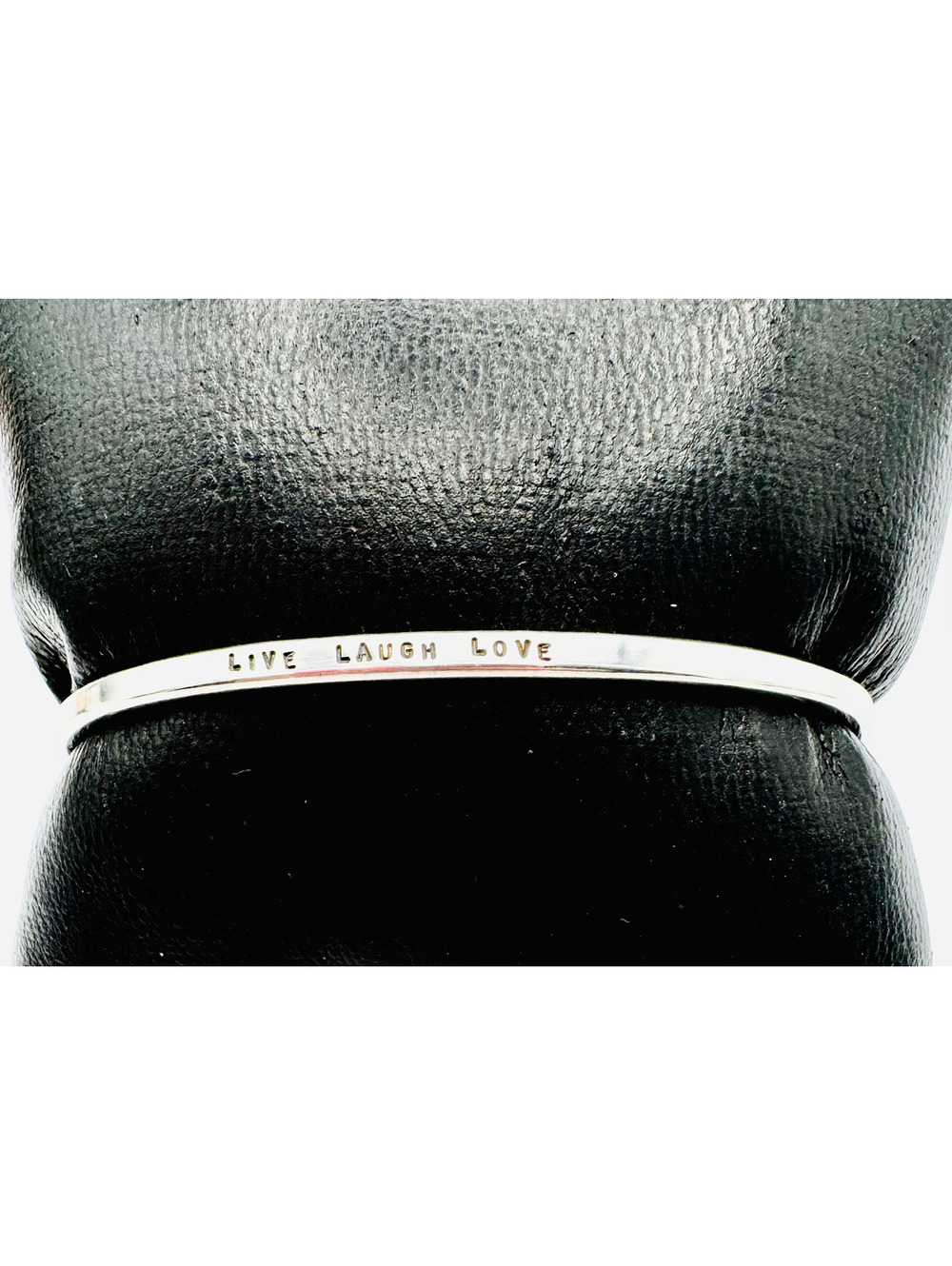 Sterling silver inscribe "LIVE LAUGH LOVE" cuff
